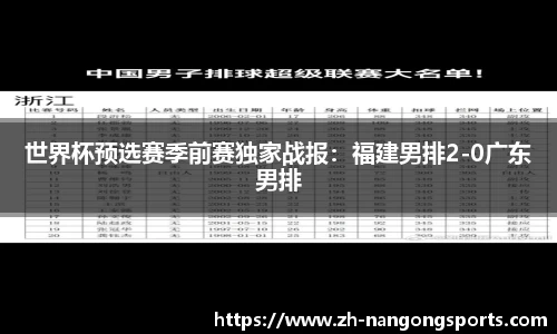 世界杯预选赛季前赛独家战报：福建男排2-0广东男排